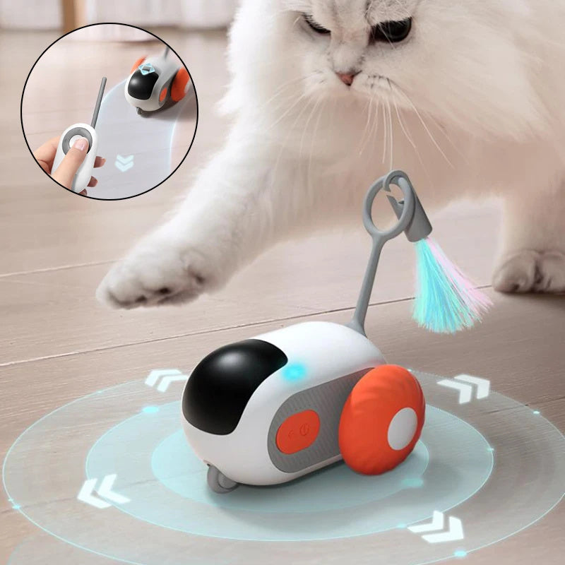 Coche interactivo para gatos con control remoto, carga USB, persecución automática, movimiento propio, control remoto inteligente, juguete interactivo para gatos, productos para mascotas