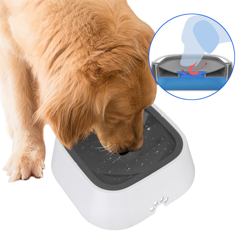 Bebedero flotante de 1,5 L para perros y gatos con sistema anti-desbordamiento y dispensador de agua lento. Fabricado en ABS y PP.